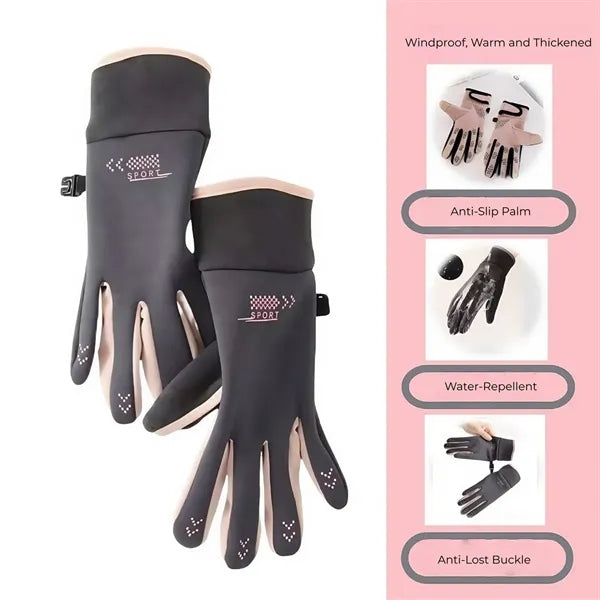 Women's Windproof Warm Gloves Anti-Slip Water-Resistant