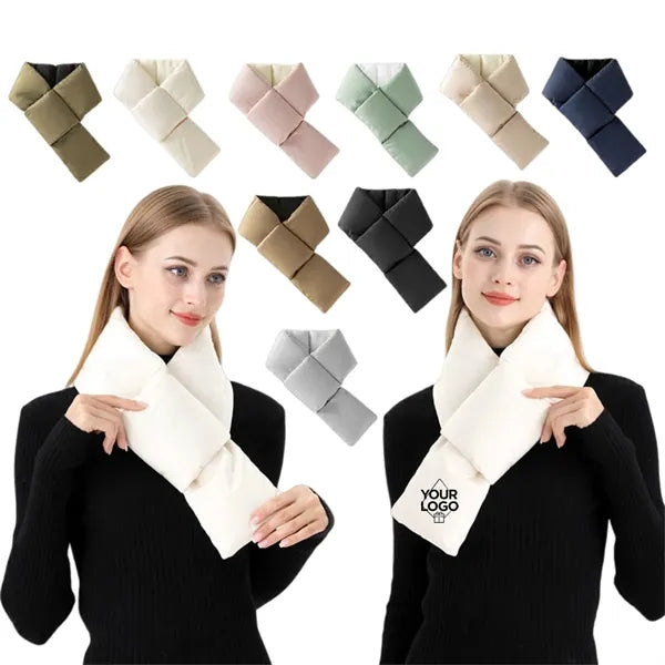 Women Puffy Puffer Scarf with Pocket Warm for Winter Outdoor