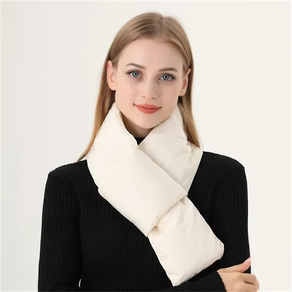 Women Puffy Puffer Scarf with Pocket Warm for Winter Outdoor