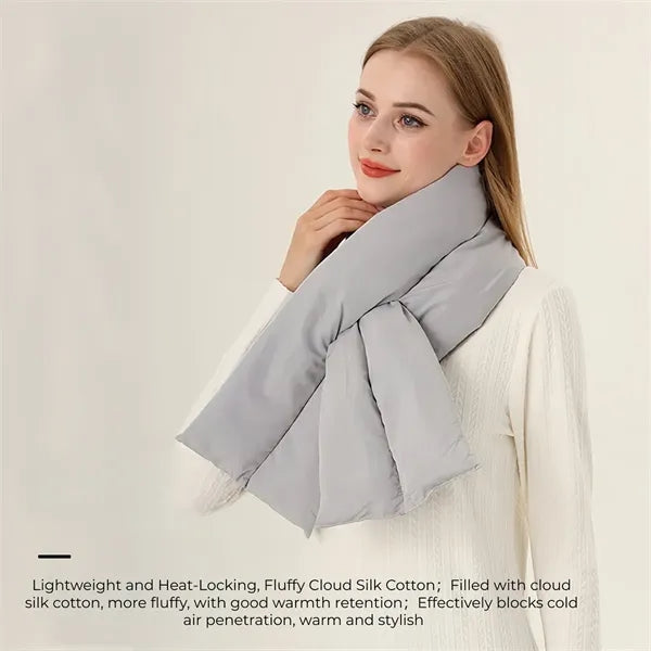 Women's Puffy Scarf with Pocket for Winter Outdoor Warmth