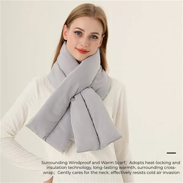 Women's Puffy Scarf with Pocket for Winter Outdoor Warmth