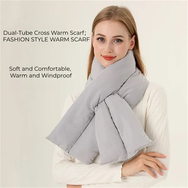 Women's Puffy Scarf with Pocket for Winter Outdoor Warmth