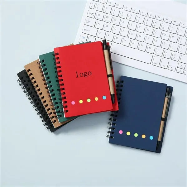 Spiral Notebook with Pen and Sticky Notes