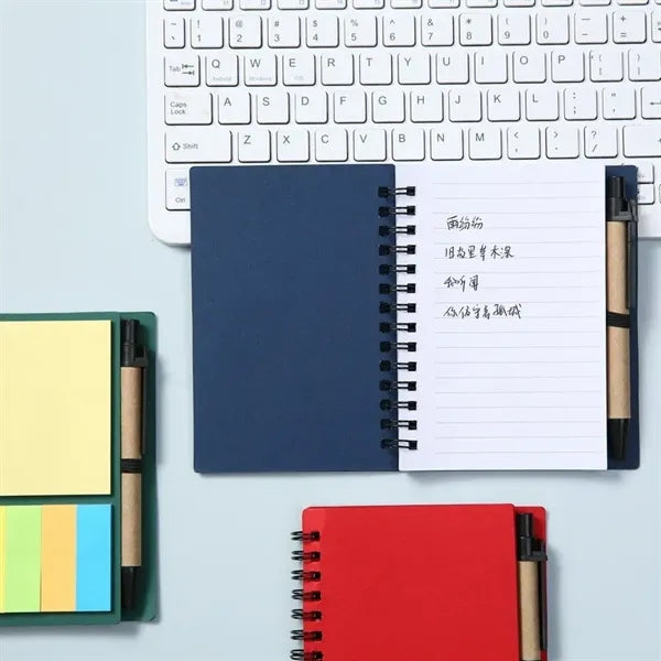 Spiral Notebook with Pen and Sticky Notes