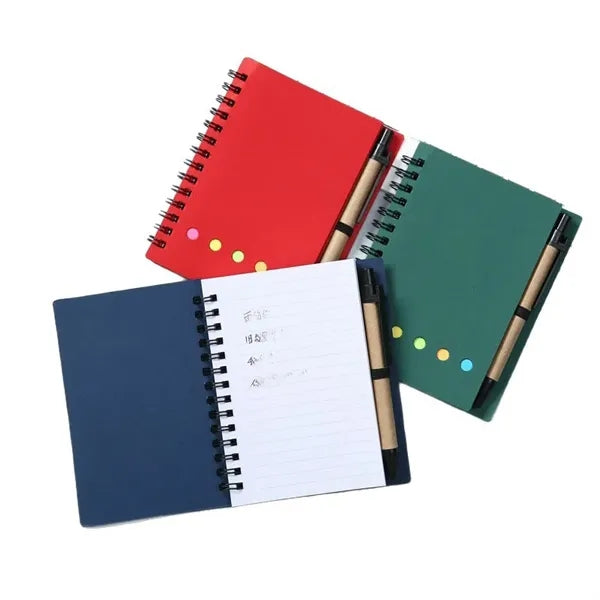 Spiral Notebook with Pen and Sticky Notes