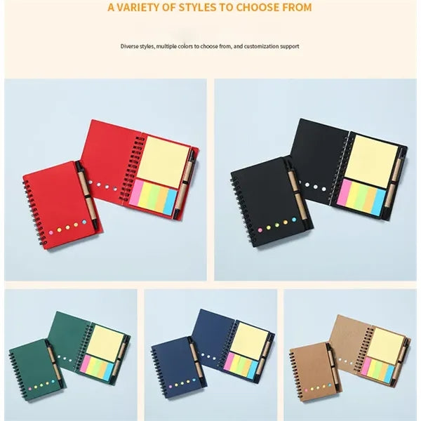 Spiral Notebook with Pen and Sticky Notes