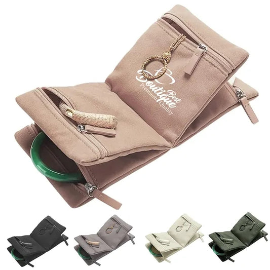 Foldable Jewelry Organizer Pouch with Zipper
