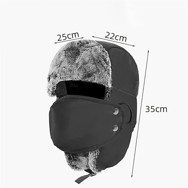 Winter Fur Lined Hat with Windproof Mask
