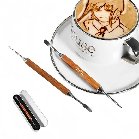 Pear Wood Coffee Latte Art Needle