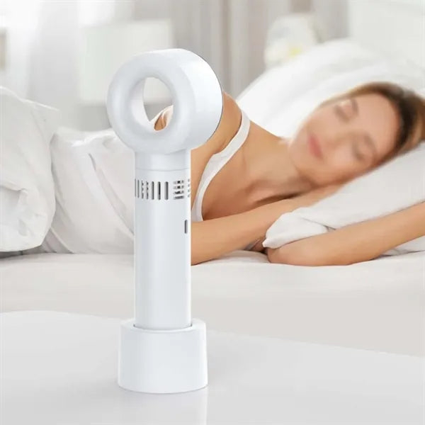 Rechargeable handheld bladeless fan with digital display