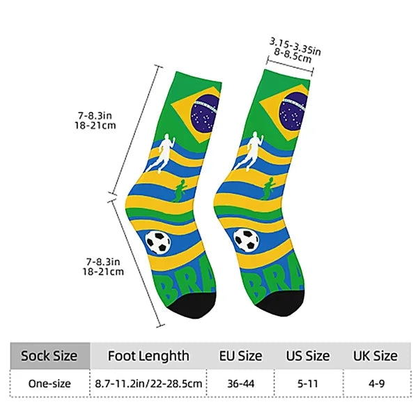 World Cup Fan Socks Polyester Crew Sportswear