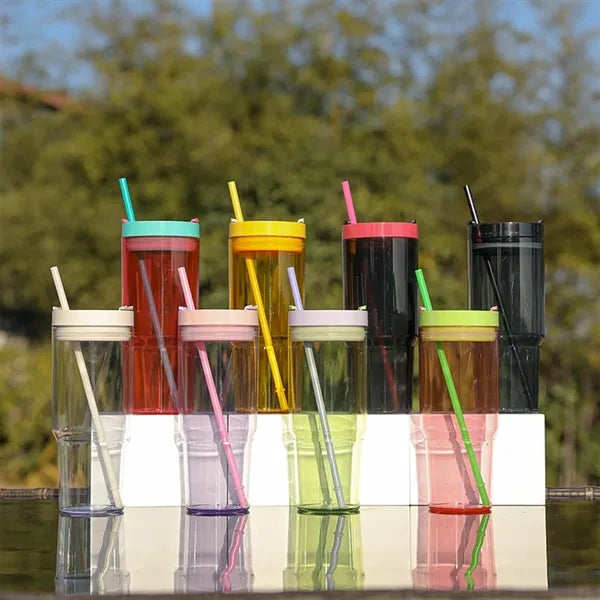 Large Capacity Car Cup Set With Straws