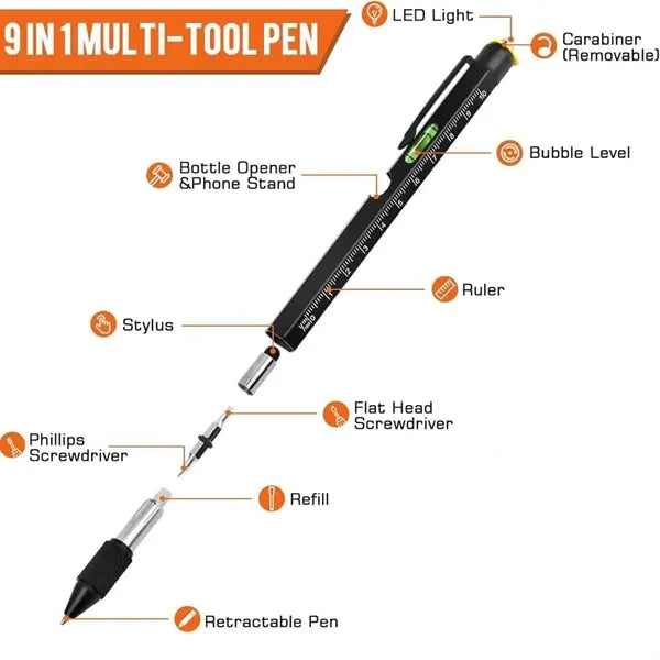 9 in 1 Multi Tool Pen With LED Light