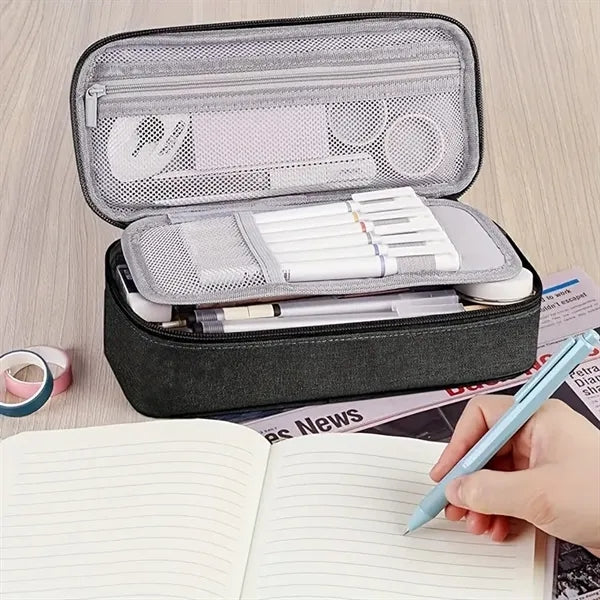 Large Capacity Pencil Case with Zipper Closure