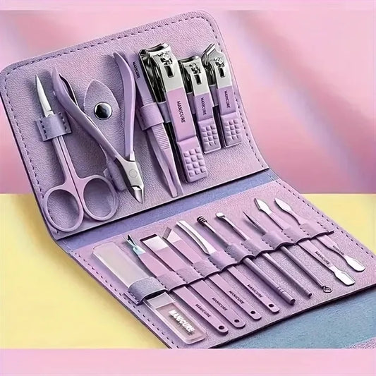 16-Piece Stainless Steel Professional Manicure Grooming Set