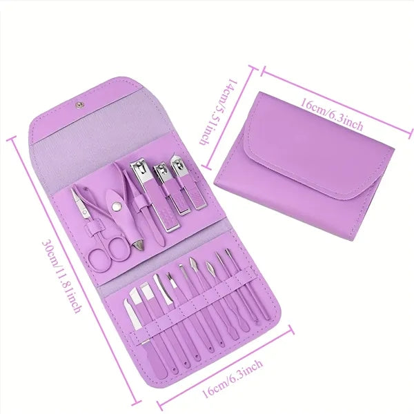 16-Piece Stainless Steel Professional Manicure Grooming Set