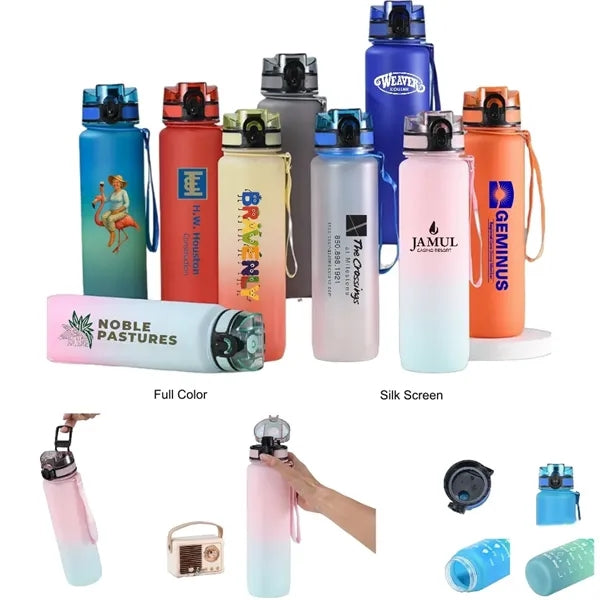 34 oz Gradient Frosted Flip-Straw Tritan Sport Bottle
