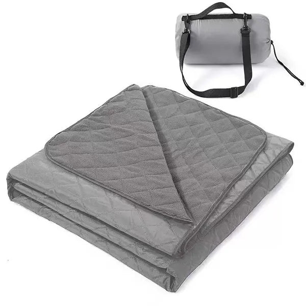 Portable Waterproof Polar Fleece Camping Blanket w/Tote Bag