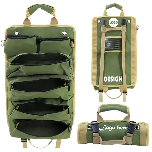 Heavy Duty Waterproof Roll Up Tool Bag With Multiple Pockets