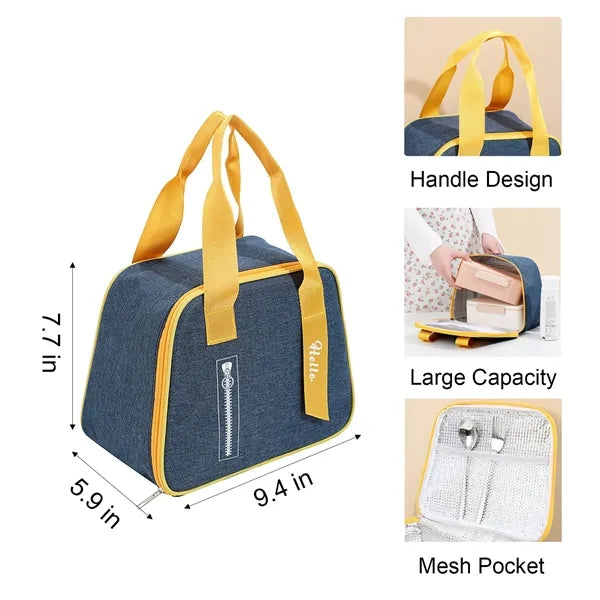 Insulated 300D Oxford Color Block Lunch Bag 6 Can Capacity