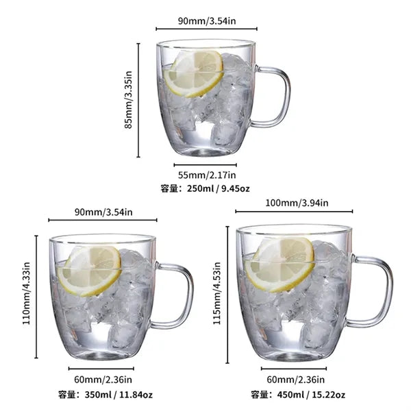 Double Wall Clear Glass Mug