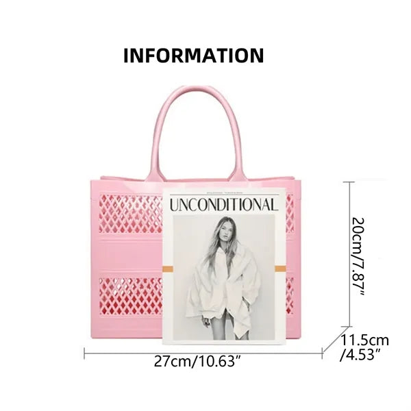 Candy Color Hollowed Out PVC Beach Bag