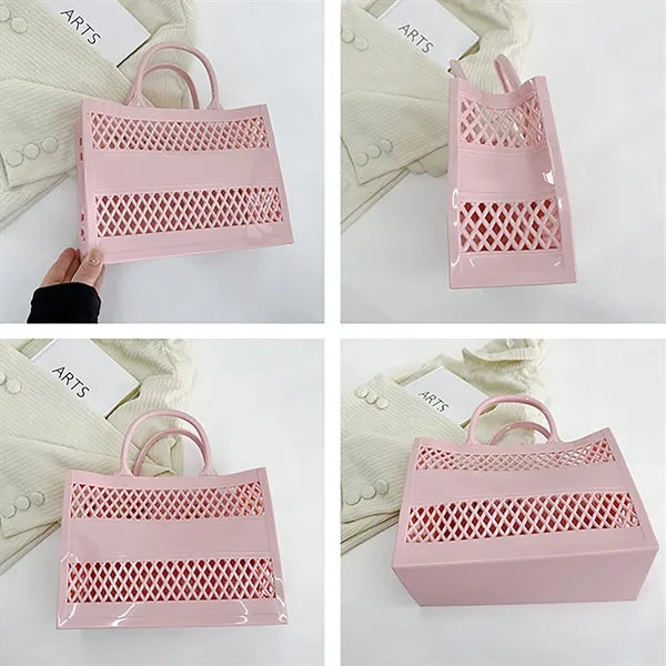 Candy Color Hollowed Out PVC Beach Bag