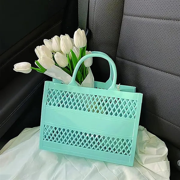 Candy Color Hollowed Out PVC Beach Bag