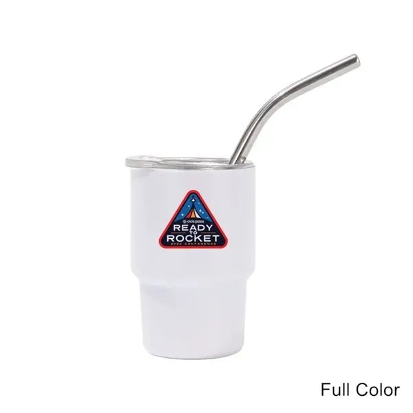 2/3/5/7 oz Stainless Steel Insulated Shot Tumbler with Straw