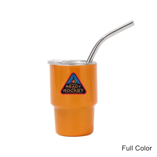 2/3/5/7 oz Stainless Steel Insulated Shot Tumbler with Straw