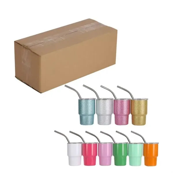 2/3/5/7 oz Stainless Steel Insulated Shot Tumbler with Straw