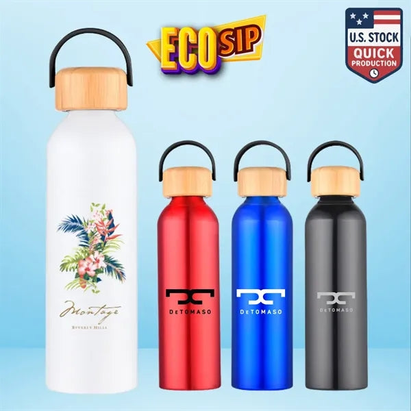 EcoSip 21oz / 24oz Aluminum Bottle with Bamboo Lid