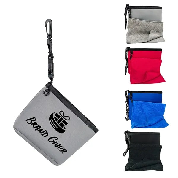 Golf Ball Cleaning Bag with a towel