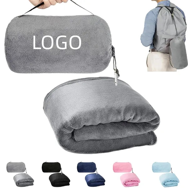 50 x 60inch Fleece Convertible Travel Blanket With Carry Bag
