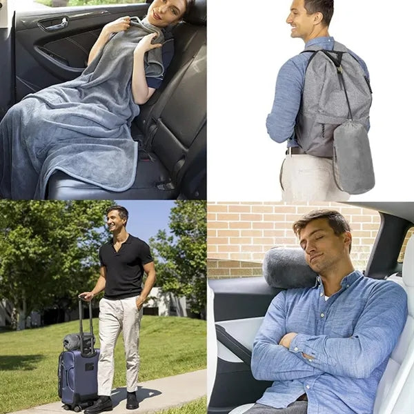 50 x 60inch Fleece Convertible Travel Blanket With Carry Bag