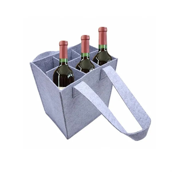 6 Compartments Felt Wine Bottle Bag