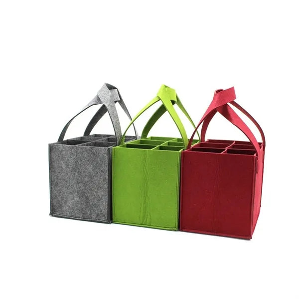 6 Compartments Felt Wine Bottle Bag