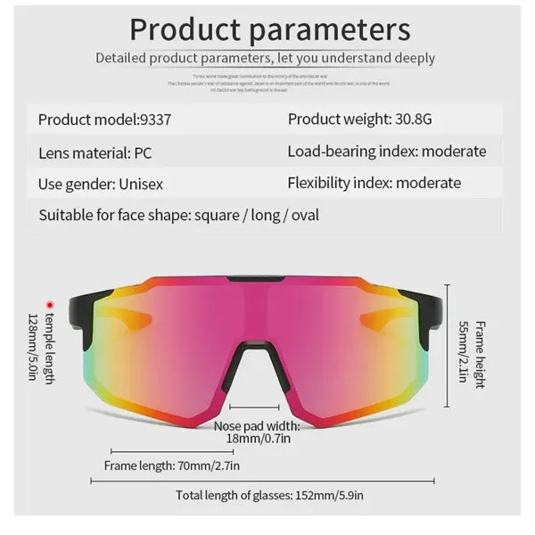 Unisex Wraparound Sports Sunglasses