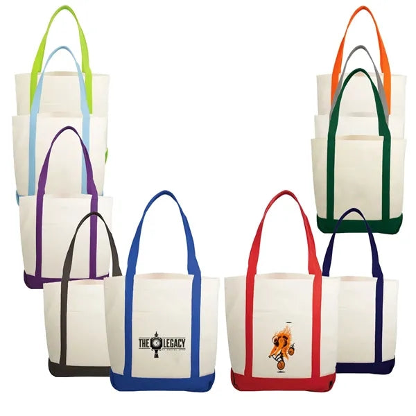 10 oz. Cotton Canvas Boat Tote Bags Front Pocket