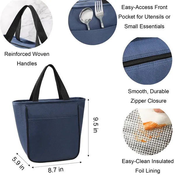 9-Can Solid-Color 600D Oxford Insulated Lunch Tote