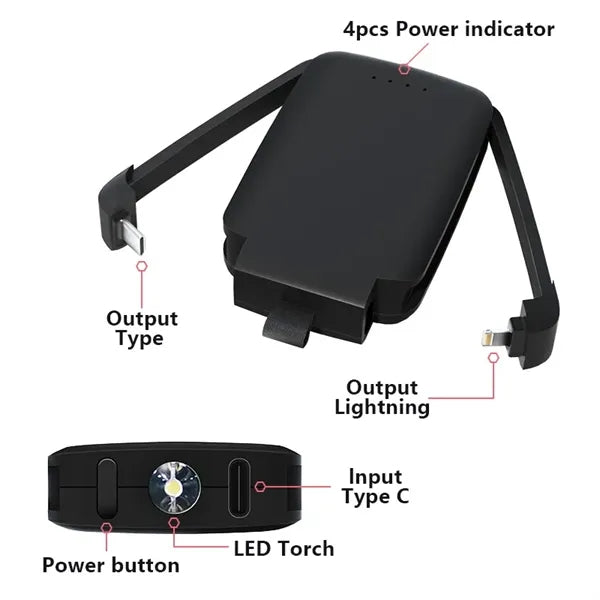 Portable Charger Keychain Power Bank With Flash Light