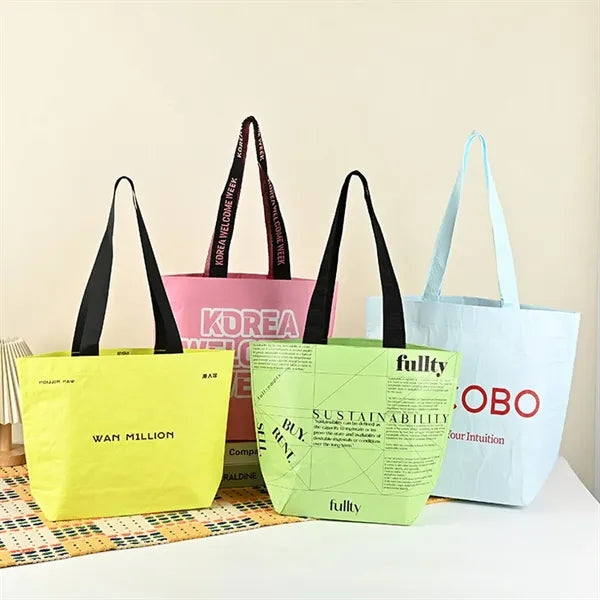 Fully Customizable Green RPET Paper Like Tote Bag For Brandi