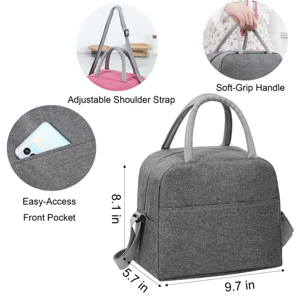 10-Can Heathered Oxford Lunch Cooler with Handles and Strap