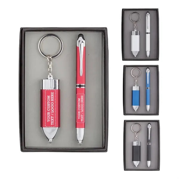 LED Stylus Pen and Keychain Gift Set