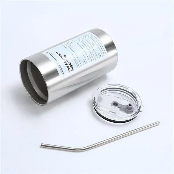 Stainless Steel Vacuum Double Layer Cup With Straw