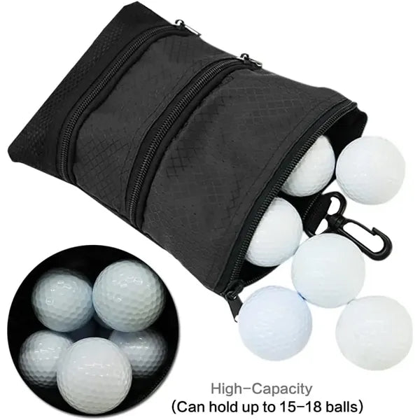 Zippered Golf Valuables Pouch 3 Pocket Tee Ball Bag