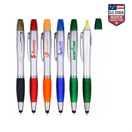 3-In-1 Stylus, Ballpoint Pen and Yellow Highlighter