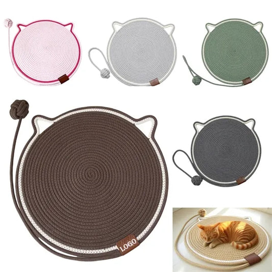 2in1 Natural Cotton Rope Round Cat Scratcher Mat