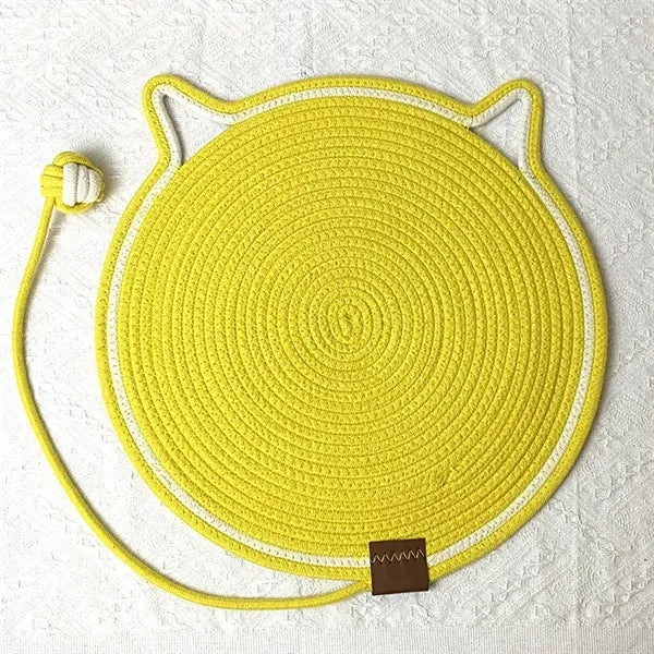 2in1 Natural Cotton Rope Round Cat Scratcher Mat