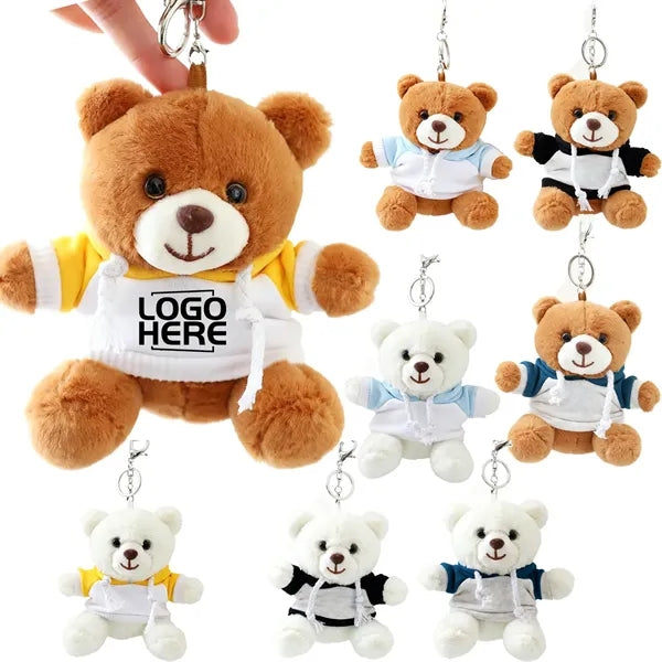 Plush Bear Keychain with Hoodie